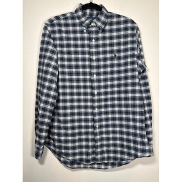 Ralph Lauren Other - RALPH LAUREN Button Down Shirt Medium Blue Plaid Custom Fit‎ Cotton Preppy